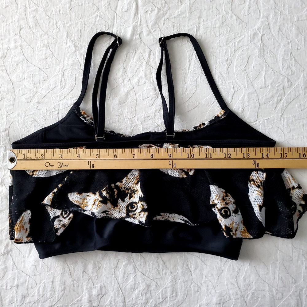 Esowell Cat Print Swim Top, Black & Brown, Size Medium - Picture 10 of 16